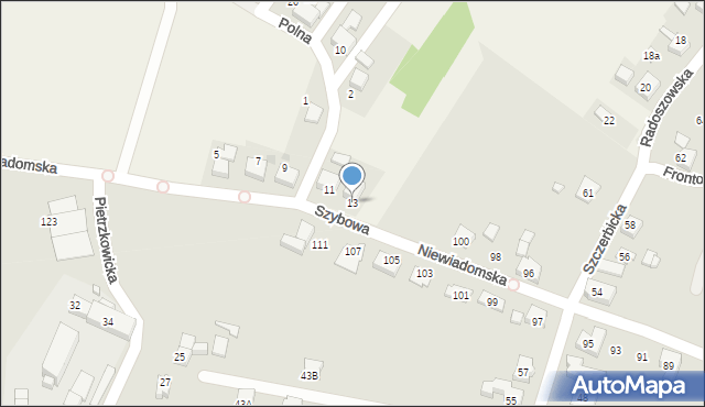 Piece, Szybowa, 13, mapa Piece