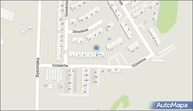 Piekary Śląskie, Szpaków, 9, mapa Piekary Śląskie