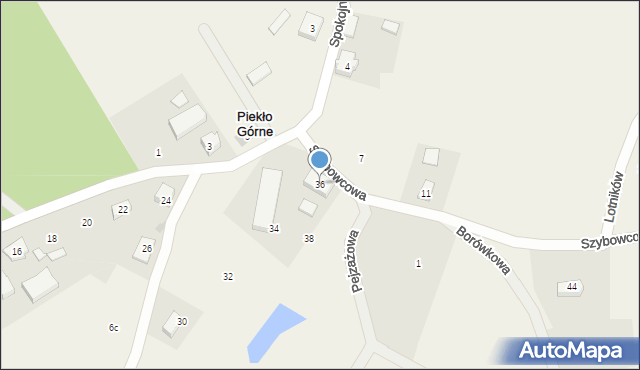 Piekło Górne, Szybowcowa, 36, mapa Piekło Górne