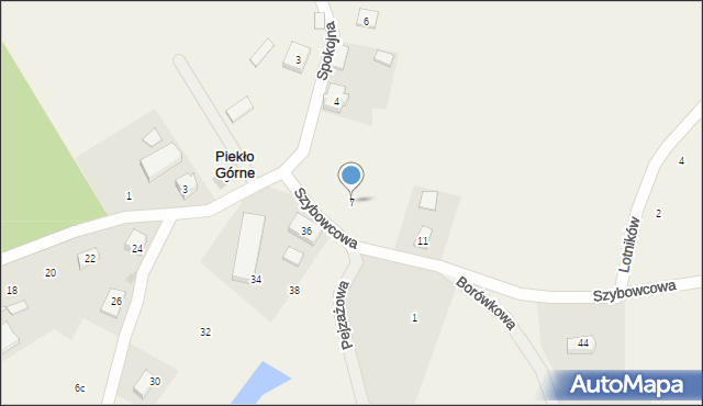 Piekło Górne, Szybowcowa, 7, mapa Piekło Górne