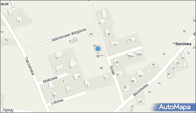 Pielgrzymowice, Szlak, 66, mapa Pielgrzymowice
