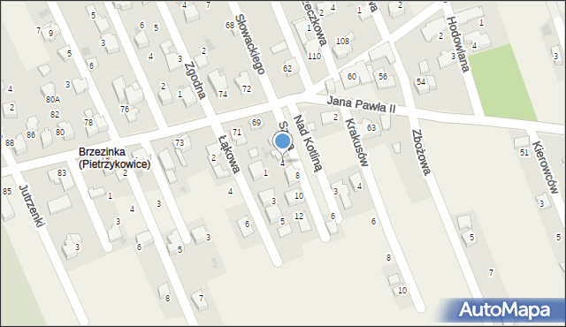 Pietrzykowice, Szara, 4, mapa Pietrzykowice