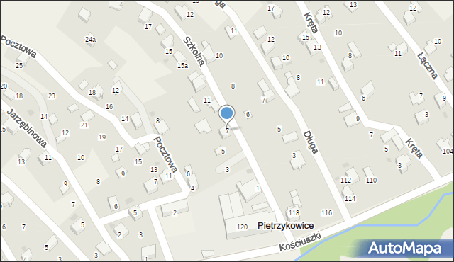 Pietrzykowice, Szkolna, 7, mapa Pietrzykowice