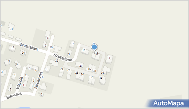 Pietrzykowice, Szczęśliwa, 13a, mapa Pietrzykowice