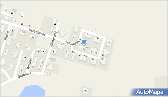 Pietrzykowice, Szczęśliwa, 40, mapa Pietrzykowice