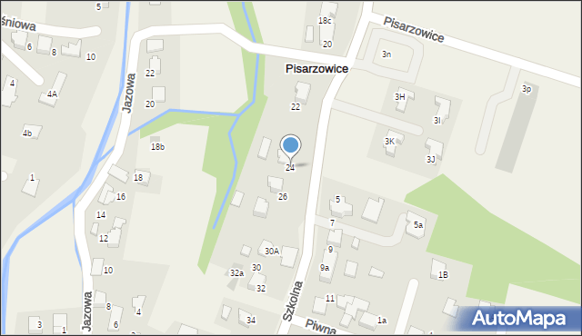 Pisarzowice, Szkolna, 24, mapa Pisarzowice