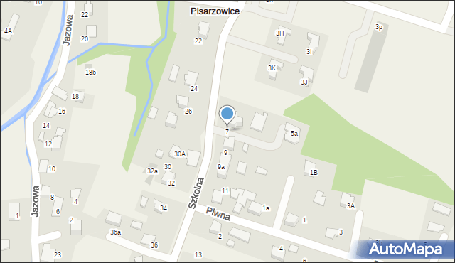 Pisarzowice, Szkolna, 7, mapa Pisarzowice