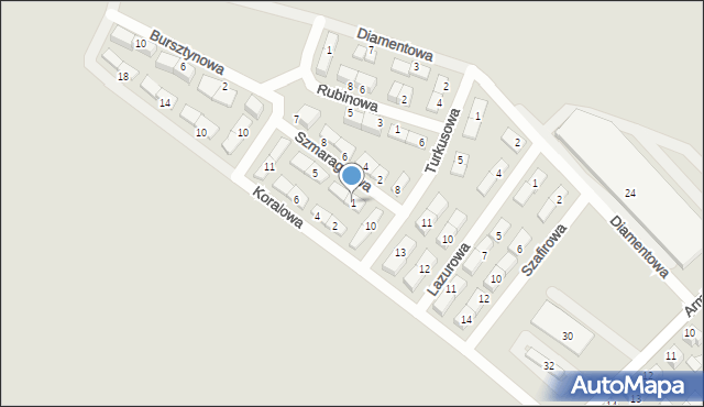 Pleszew, Szmaragdowa, 1, mapa Pleszew