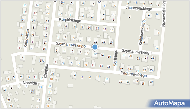 Pleszew, Szymanowskiego Karola, 12, mapa Pleszew