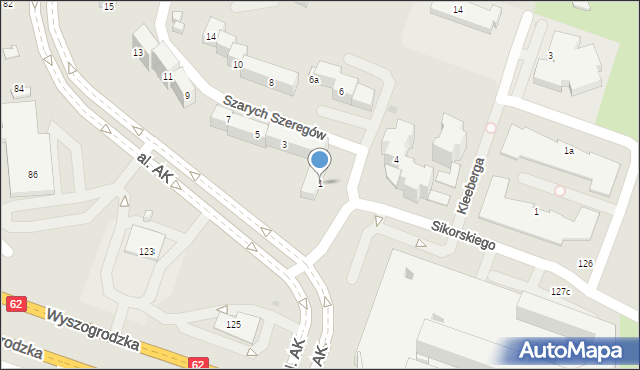 Płock, Szarych Szeregów, 1, mapa Płock