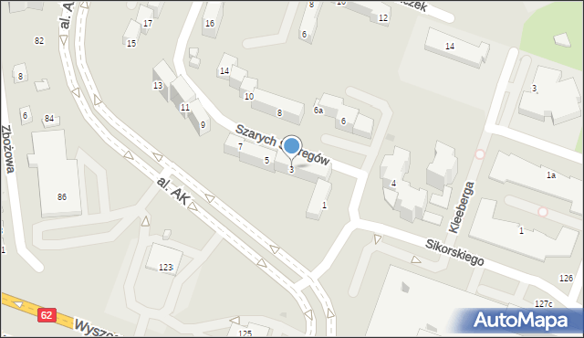 Płock, Szarych Szeregów, 3, mapa Płock