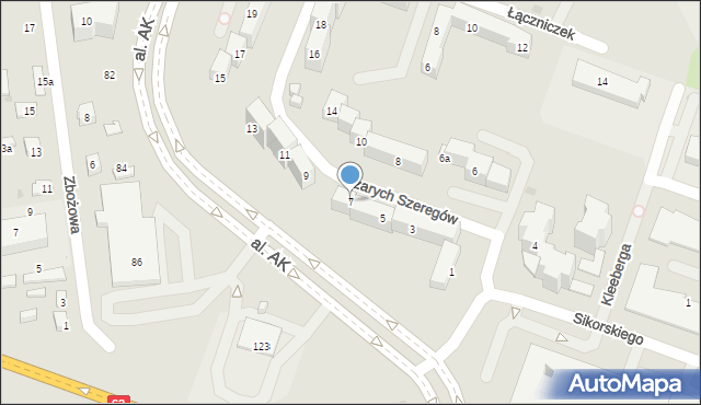 Płock, Szarych Szeregów, 7, mapa Płock