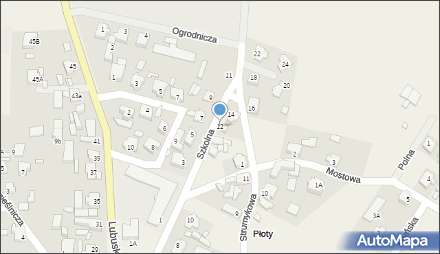 Płoty, Szkolna, 12, mapa Płoty