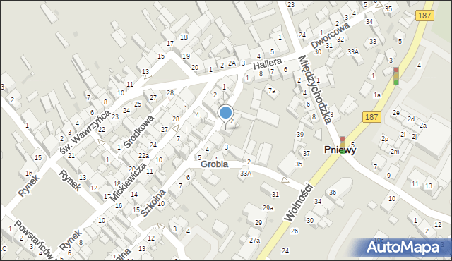 Pniewy, Szkolna, 2A, mapa Pniewy