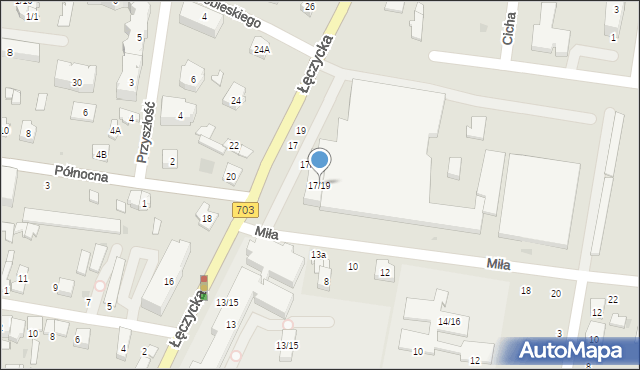 Poddębice, Szkolna, 17/19, mapa Poddębice