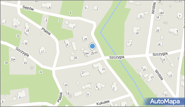Podkowa Leśna, Szczygla, 24, mapa Podkowa Leśna