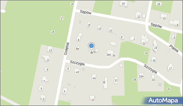 Podkowa Leśna, Szczygla, 36, mapa Podkowa Leśna