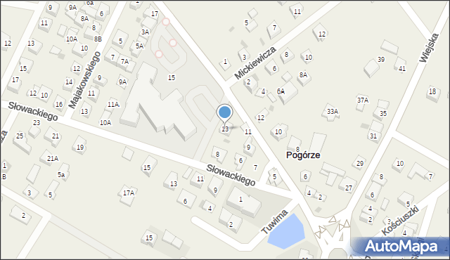 Pogórze, Szkolna, 13, mapa Pogórze