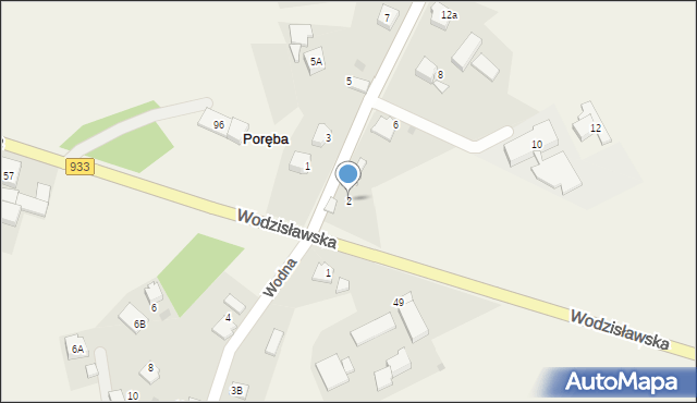 Poręba, Szkolna, 2, mapa Poręba