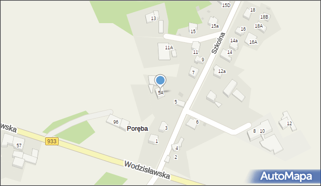 Poręba, Szkolna, 5A, mapa Poręba