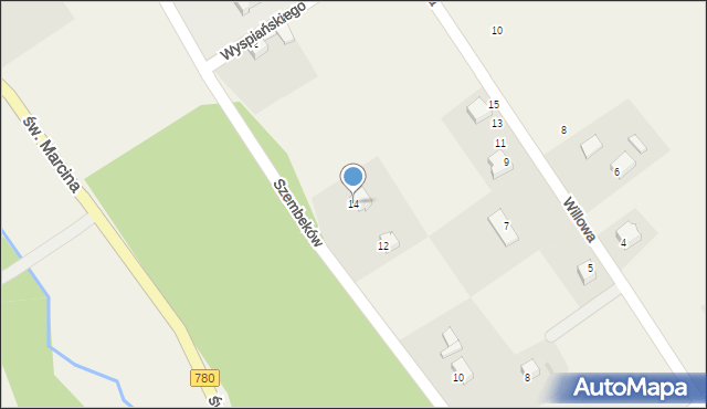 Poręba Żegoty, Szembeków, 14, mapa Poręba Żegoty