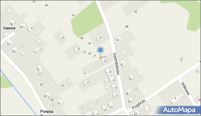Poręba Żegoty, Szembeków, 25, mapa Poręba Żegoty