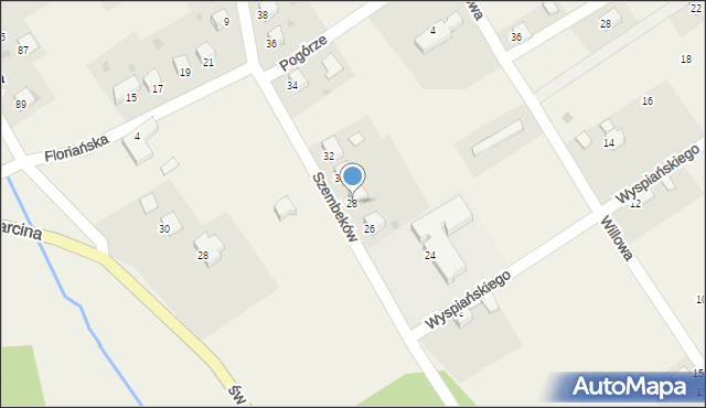 Poręba Żegoty, Szembeków, 28, mapa Poręba Żegoty