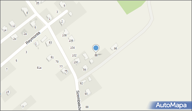 Poręba Żegoty, Szembeków, 98, mapa Poręba Żegoty