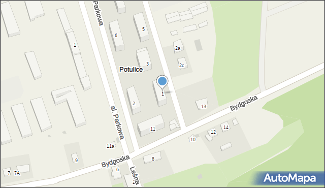 Potulice, Szkolna, 1, mapa Potulice