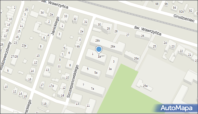 Poznań, Szczepanowskiego Stanisława, 1a, mapa Poznania