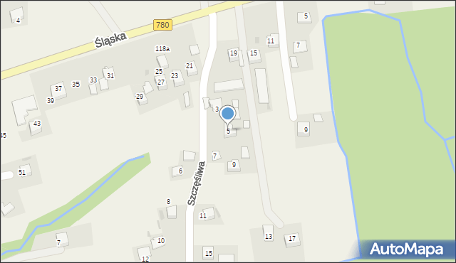 Przeginia Duchowna, Szczęśliwa, 5, mapa Przeginia Duchowna