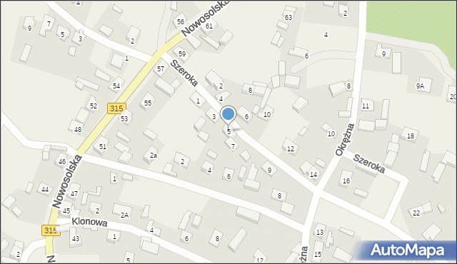 Przyborów, Szeroka, 5, mapa Przyborów