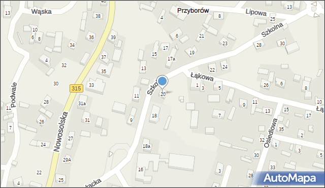 Przyborów, Szkolna, 20, mapa Przyborów