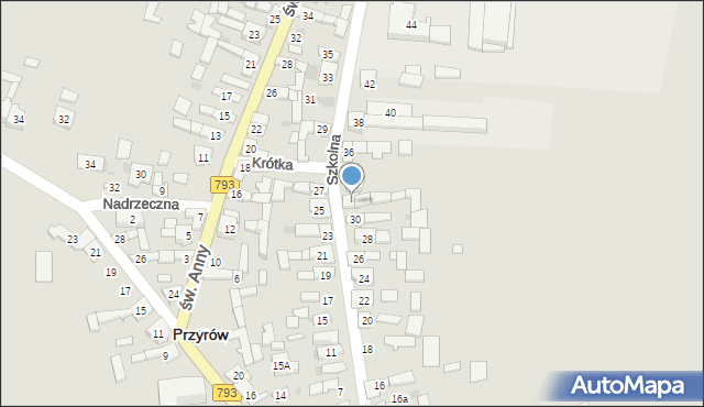 Przyrów, Szkolna, 32, mapa Przyrów
