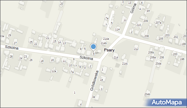 Psary, Szkolna, 3, mapa Psary