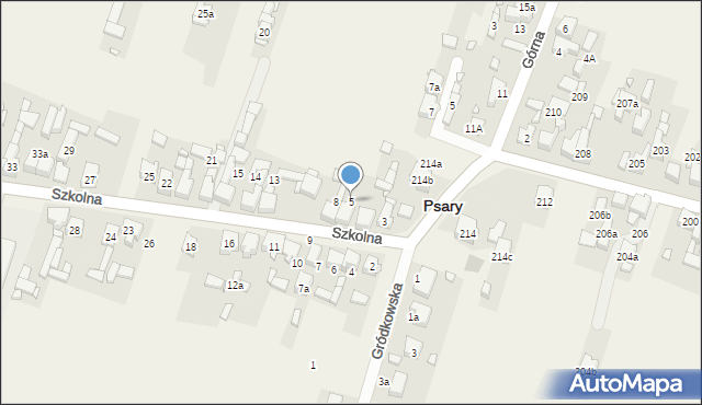 Psary, Szkolna, 5, mapa Psary