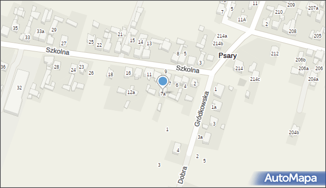 Psary, Szkolna, 7a, mapa Psary
