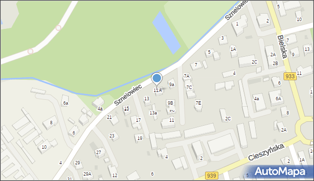 Pszczyna, Sznelowiec, 11A, mapa Pszczyny