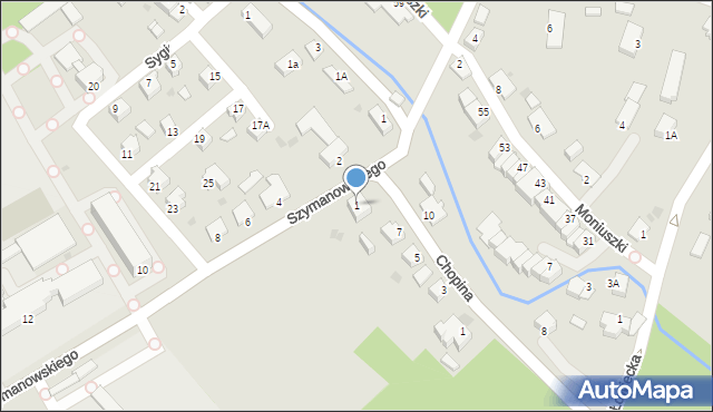 Pszczyna, Szymanowskiego Karola, 1, mapa Pszczyny