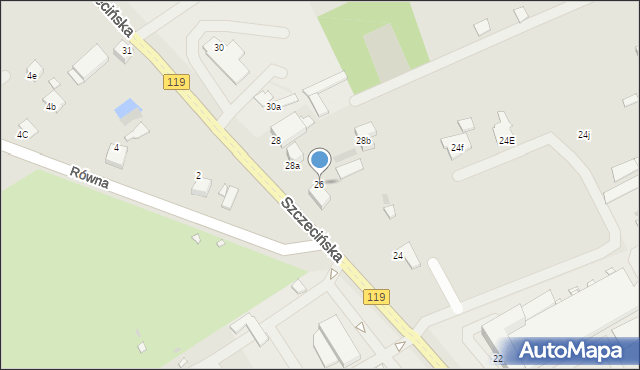 Pyrzyce, Szczecińska, 26, mapa Pyrzyce