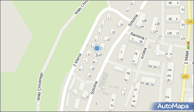 Pyrzyce, Szkolna, 24, mapa Pyrzyce