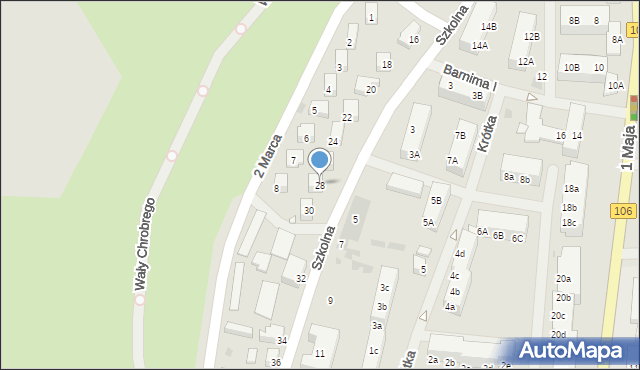 Pyrzyce, Szkolna, 28, mapa Pyrzyce