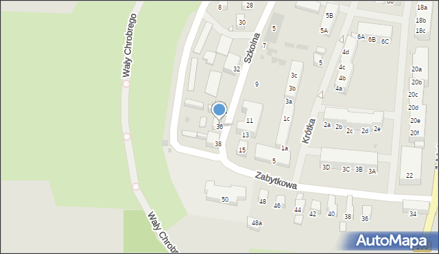 Pyrzyce, Szkolna, 36, mapa Pyrzyce