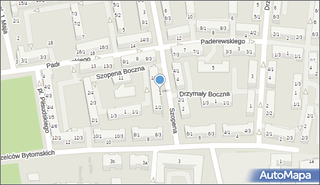Pyskowice, Szopena, 1, mapa Pyskowice
