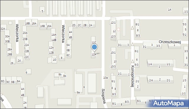 Pyskowice, Szopena, 11A, mapa Pyskowice