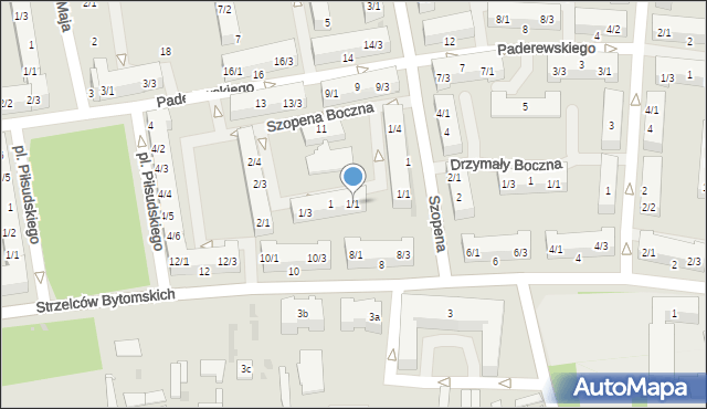 Pyskowice, Szopena Boczna, 1/1, mapa Pyskowice