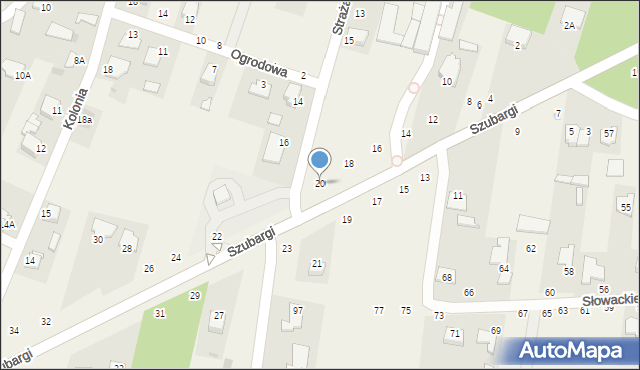 Pysznica, Szubargi Władysława, ks., 20, mapa Pysznica