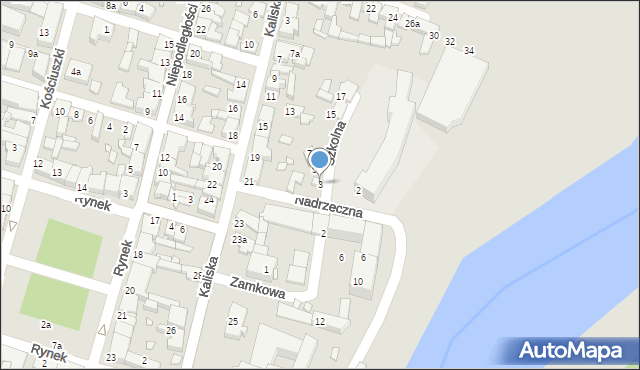 Pyzdry, Szkolna, 3, mapa Pyzdry