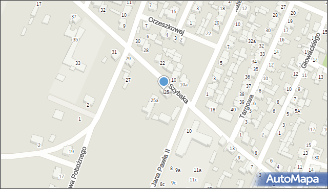 Pyzdry, Szybska, 25b, mapa Pyzdry