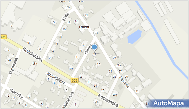 Racot, Szkolna, 18, mapa Racot